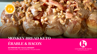 Monkey Bread Keto Érable & Bacon avec sauce au caramel, bacon & pacanes